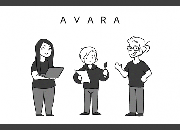 Team Avaran Bit1-tiimin kolme jäsentä piirrettyinä profiilikuvassa.